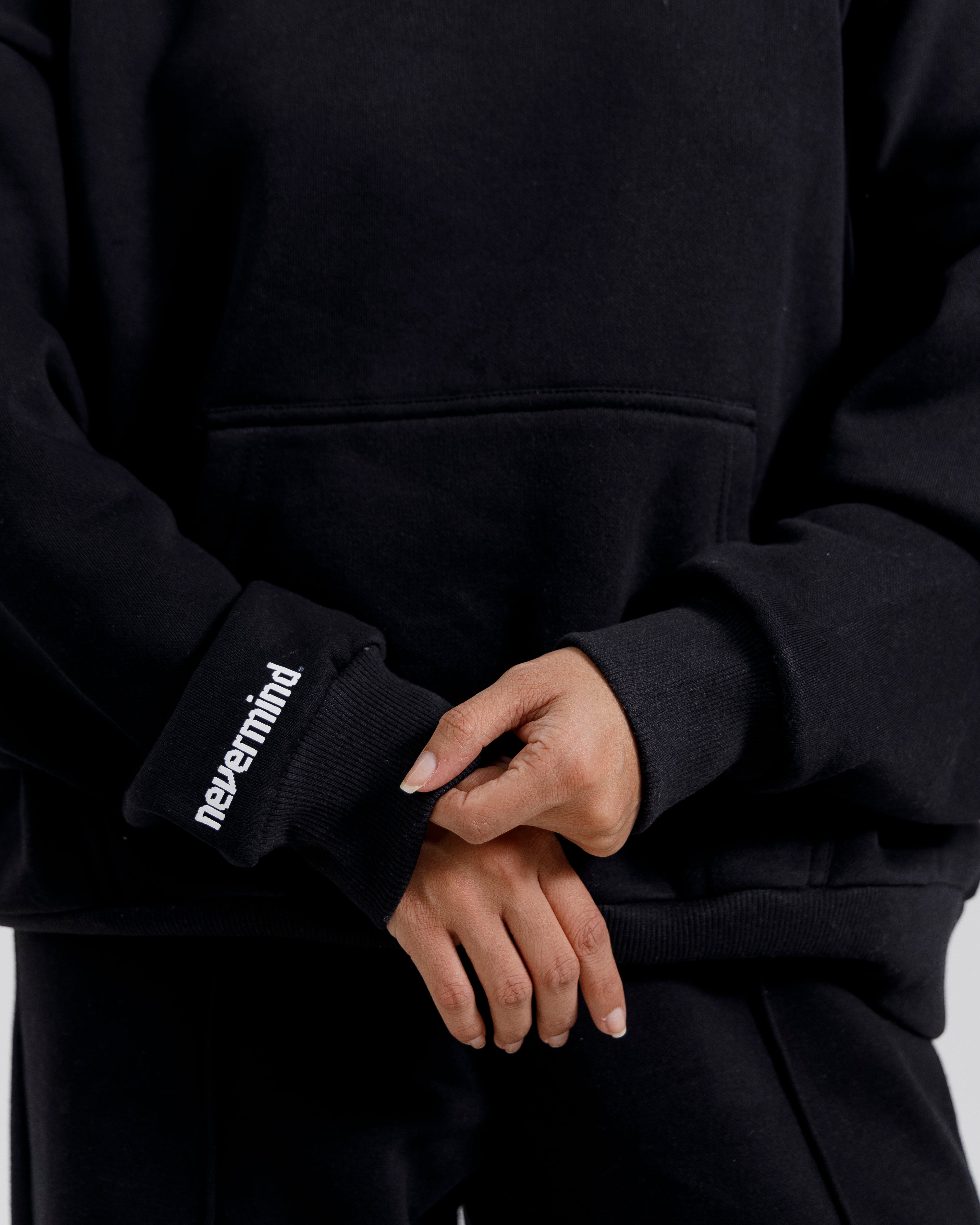 Nevermind Essentials volume I | Black Hoodie fleece Co-ord set.