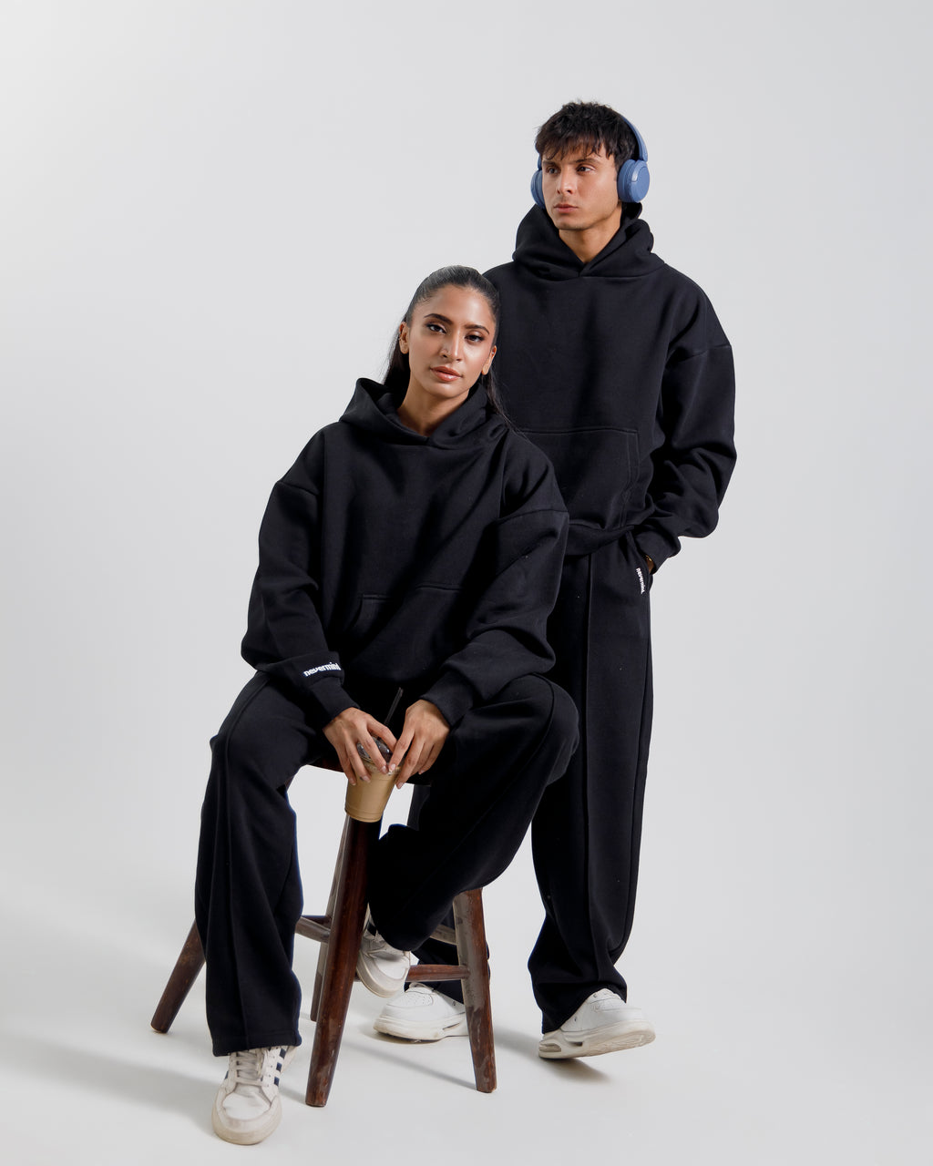 Nevermind Essentials volume I | Black Hoodie fleece Co-ord set.