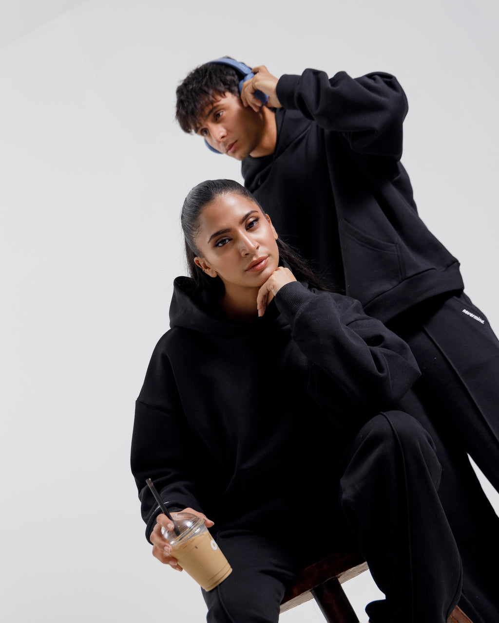 Nevermind Essentials volume I | Black Hoodie fleece Co-ord set.