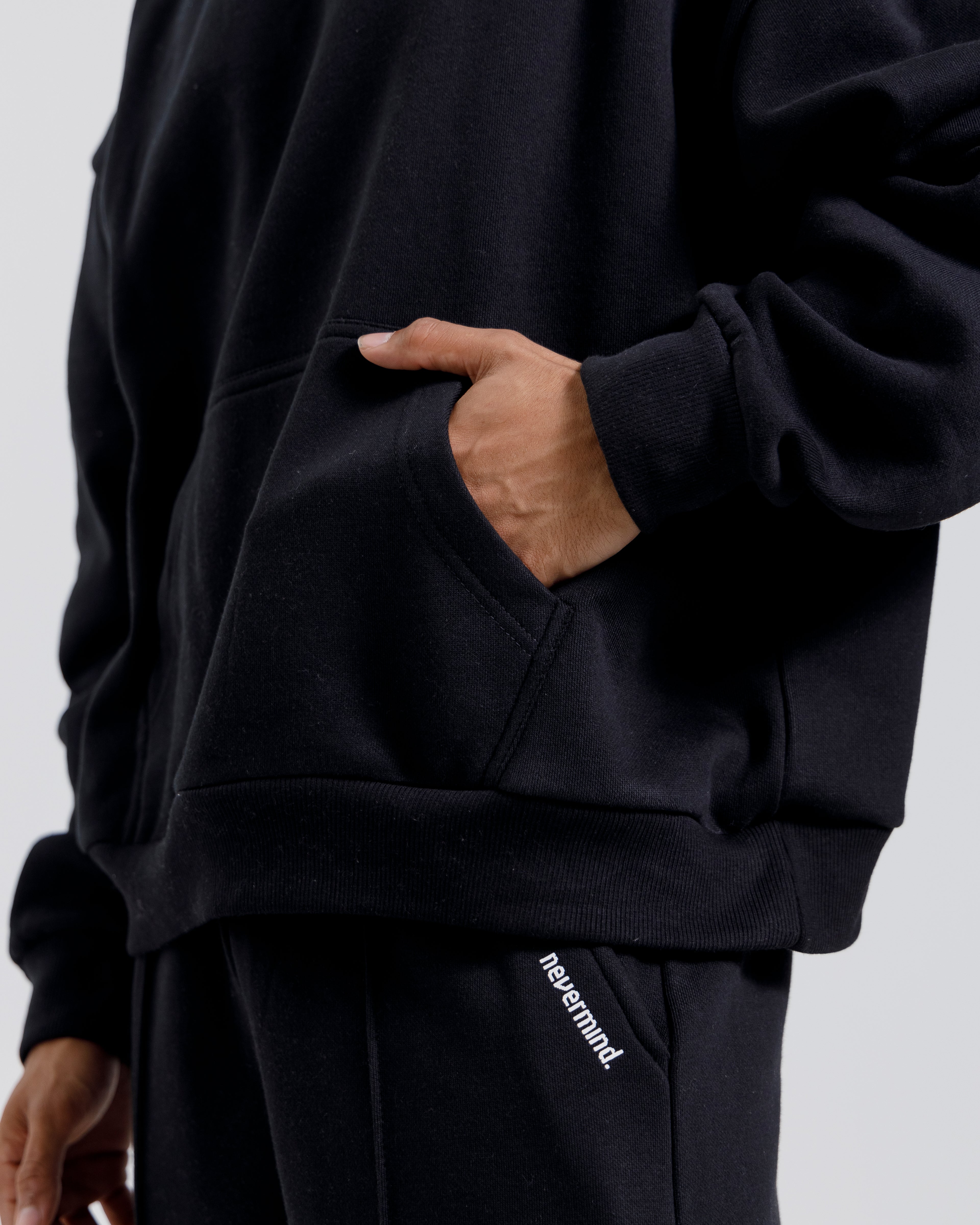 Nevermind Essentials volume I | Black Hoodie fleece Co-ord set.