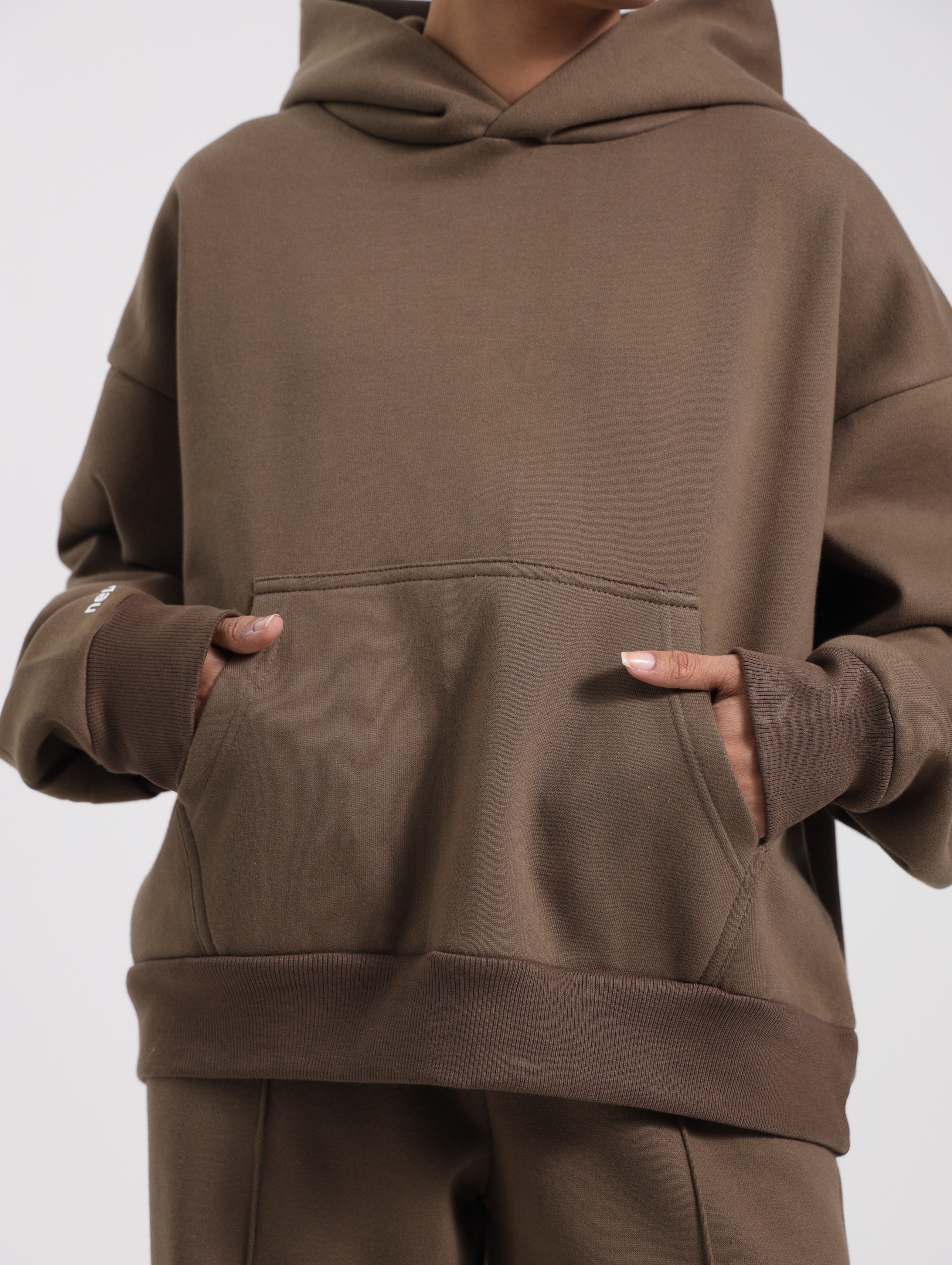 Nevermind Essentials volume I | Brown Hoodie fleece Co-ord set.