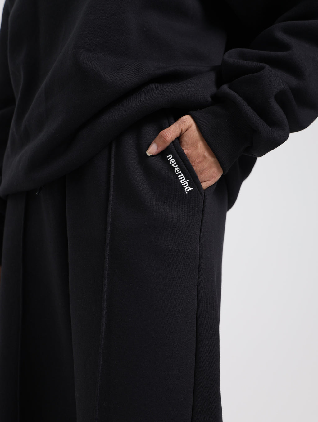 Nevermind Essentials volume I|Black Wide legged Pant for Qtr zip set