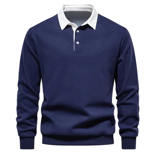 Basic sweatshirt - collared - Navy Blue